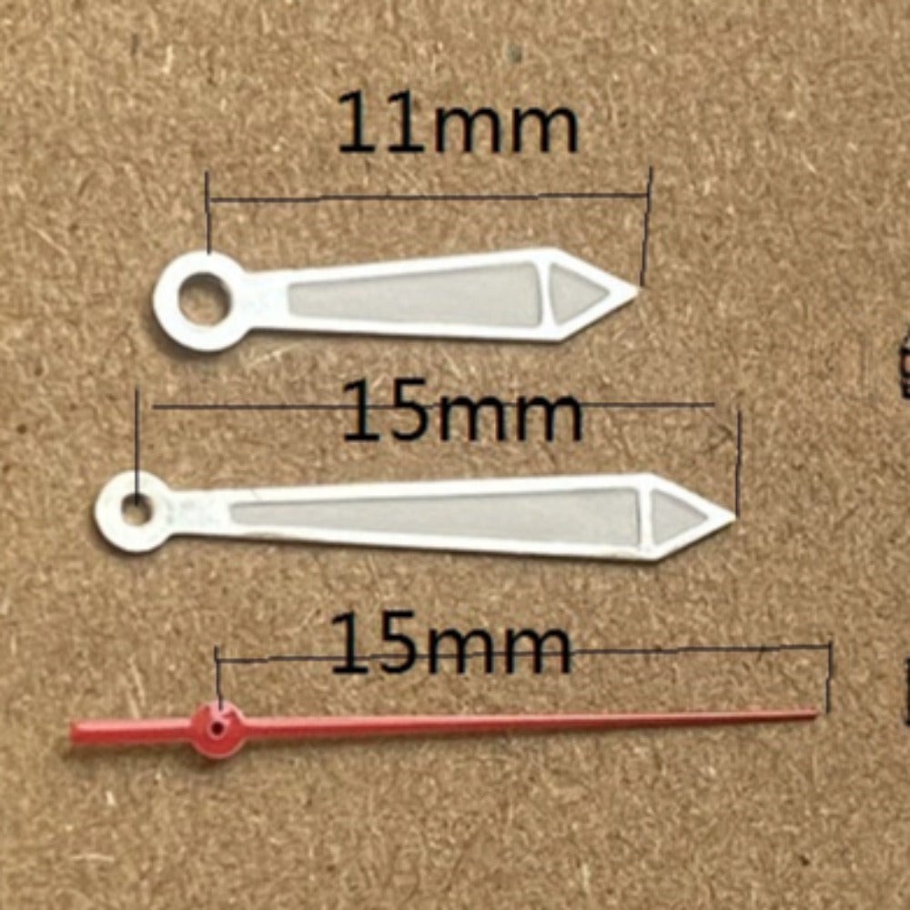 15mm Red Second Silver Trim Green Lume Watch Hands for Ronda 515 Quartz Movement