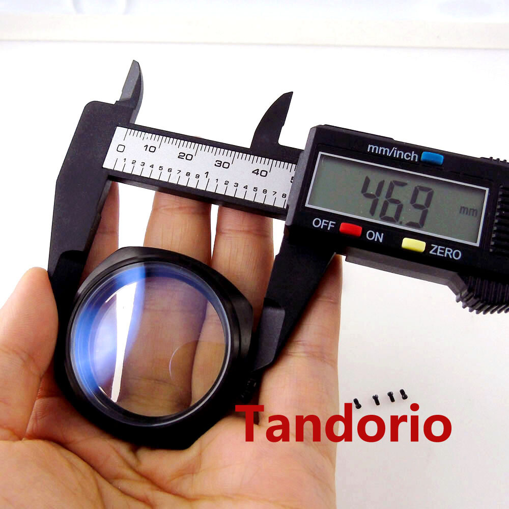 47mm Black PVD Watch Case Glass Back Fit ETA 6497 6498 Hand Winding Movement
