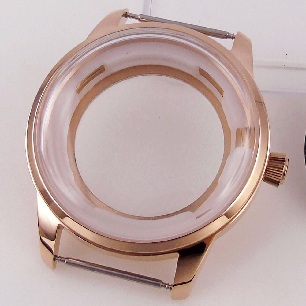 40mm Silver/Rose gold Coated Watch Case 35mm Dial Sapphire Glass Fit NH35A NH36A