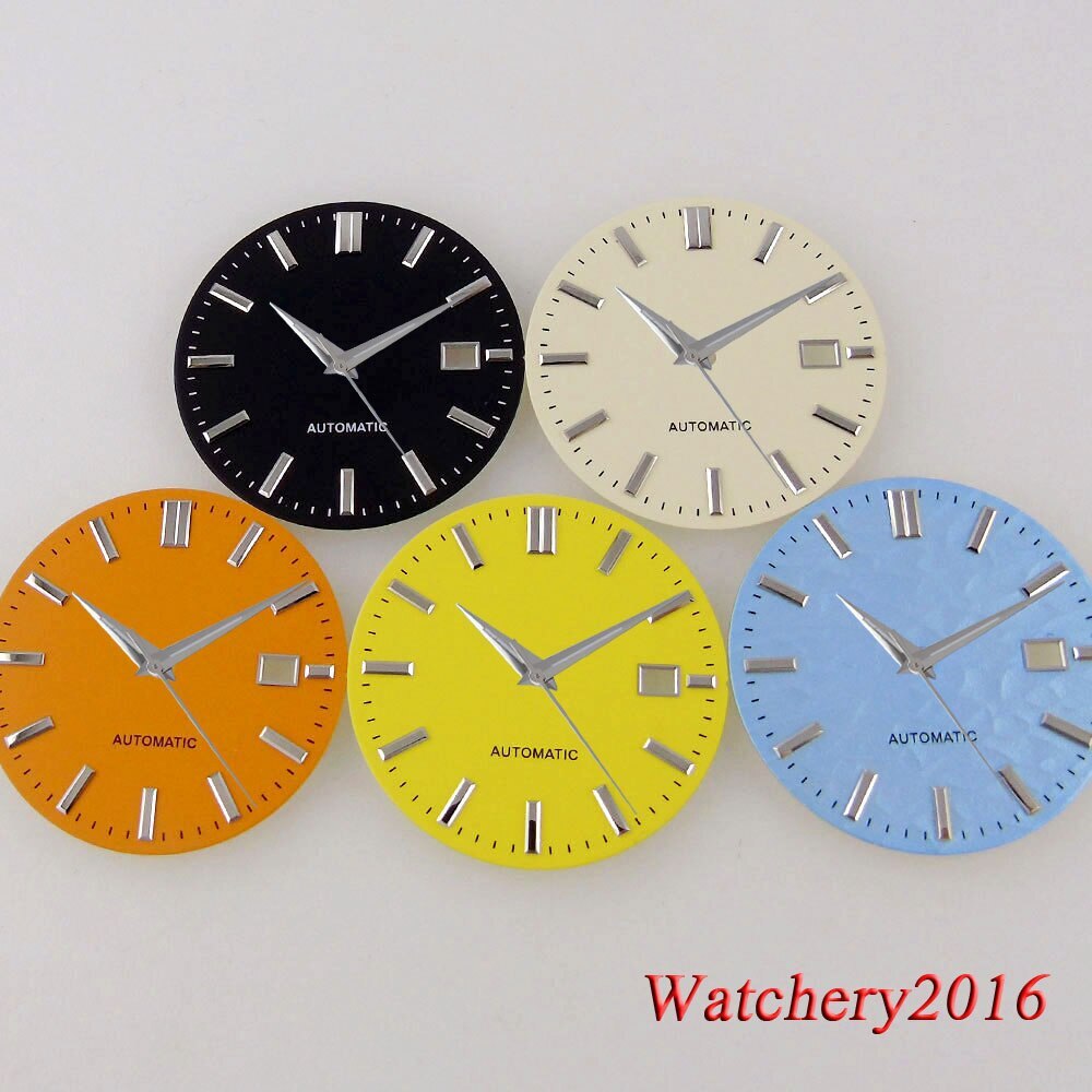Tandorio 33.5MM Sky Blue Folds Watch Dial Date Window Fit NH35 NH36 Automatic
