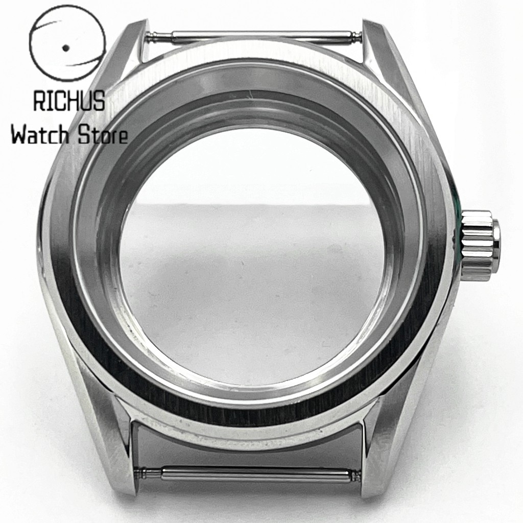 38mm Watch Case silver Sapphire Glass Fit NH35 NH36 ETA2824 Miyota8215 parts