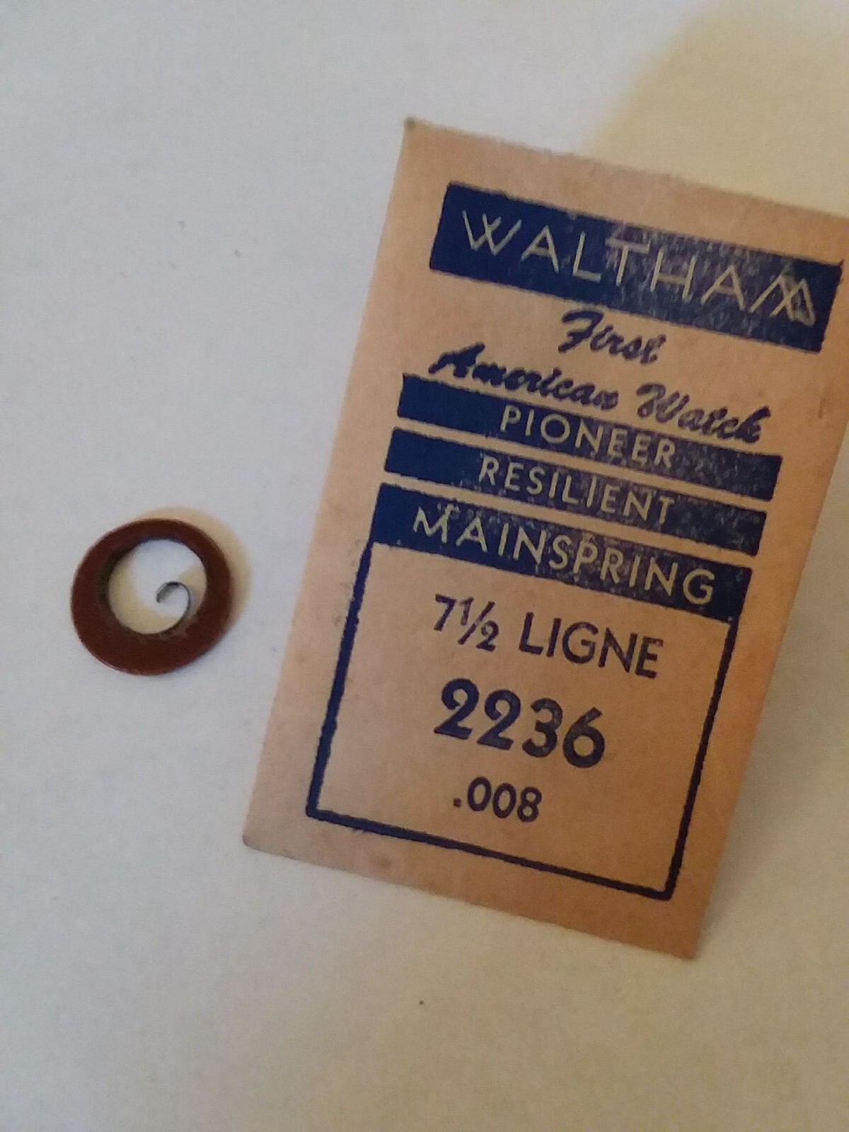 Waltham Pocket Watch Mainspring 7 1/2 Ligne No 2236 .008 Pioneer Resilient
