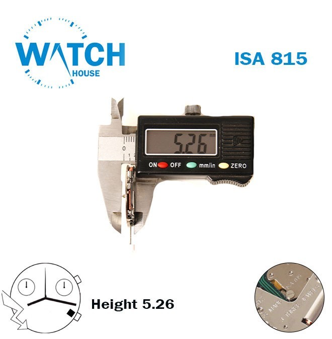 ISA 815 Swiss Movement-Height:5.26mm-White Date Disk At 4-3 Hands-Chronograph.