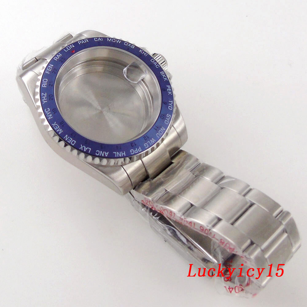 Bliger 40mm Mens Watch Case Fit NH35A NH34 Sapphire Glass Black Ceramic Bezel