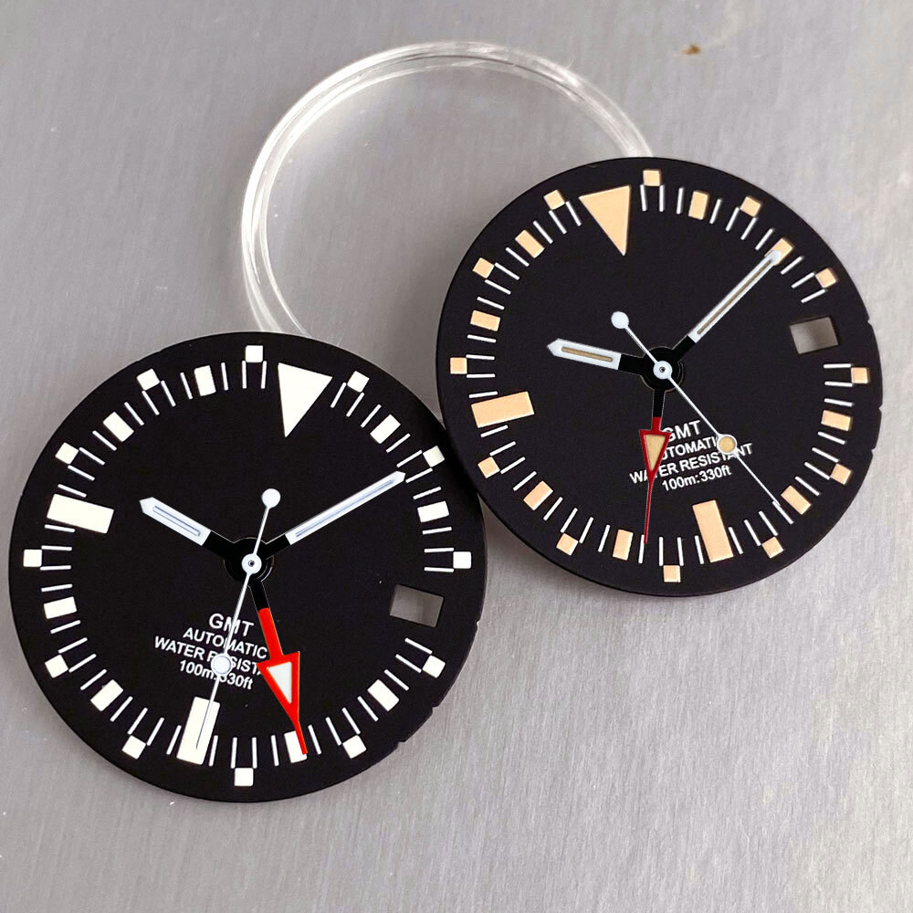 29mm Black NH34A Watch Dial MOD Accessories for GMT Diver Watch Dial Luminous