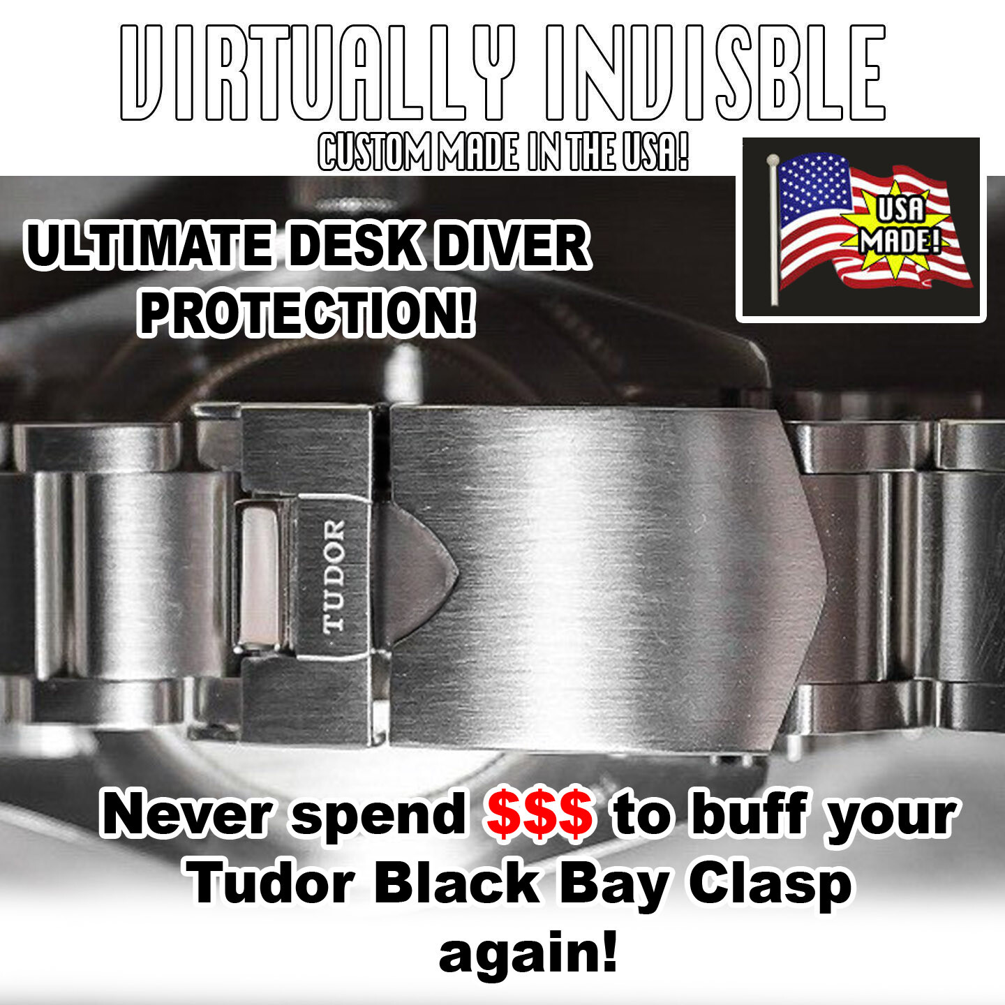 For Tudor Black Bay HD Clear Protector anti-scratch Clasp Set x2