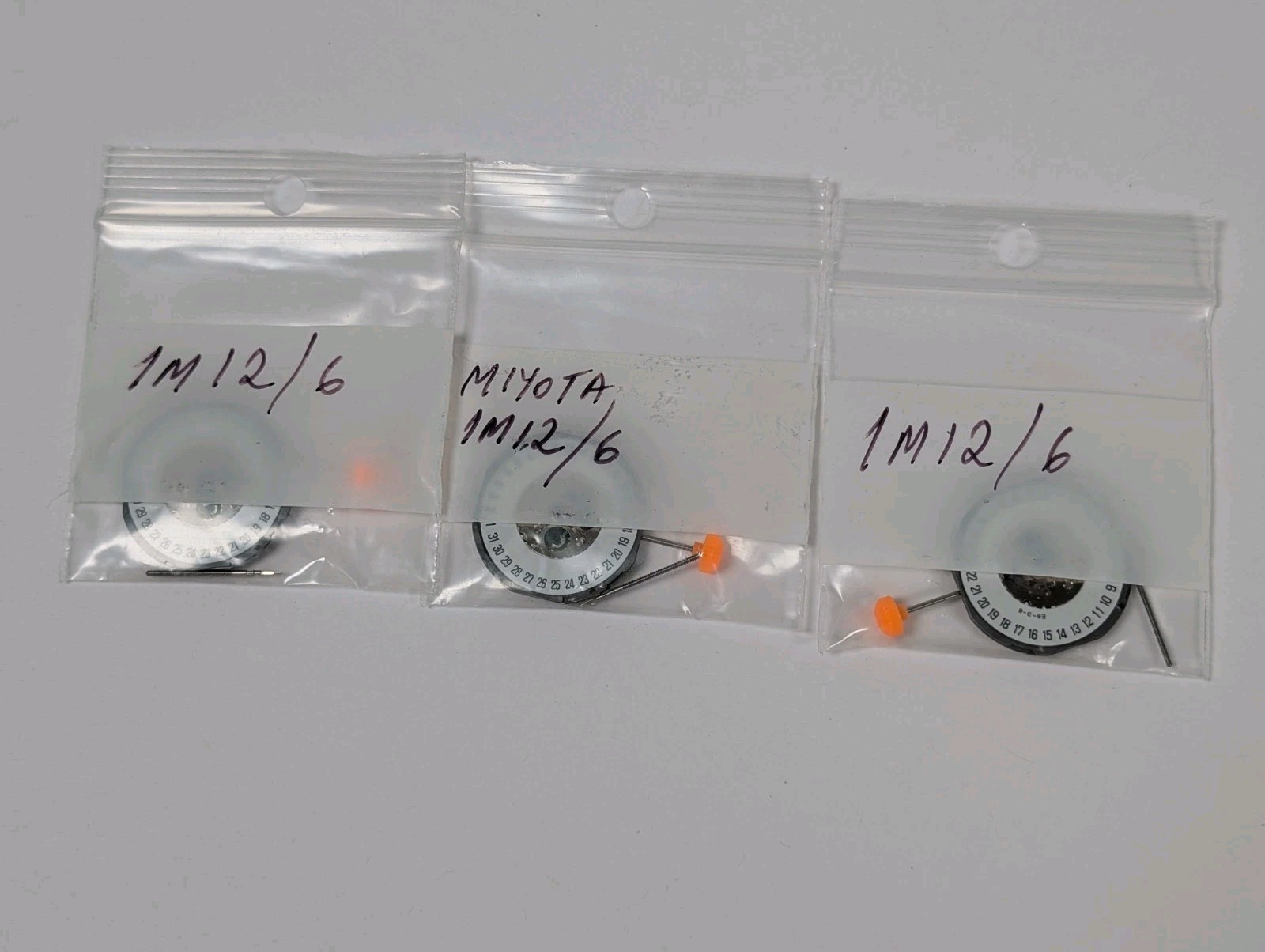 Lot Of 3 Miyota 1M12 Watch Movement Date at 6 O’Clock NOS