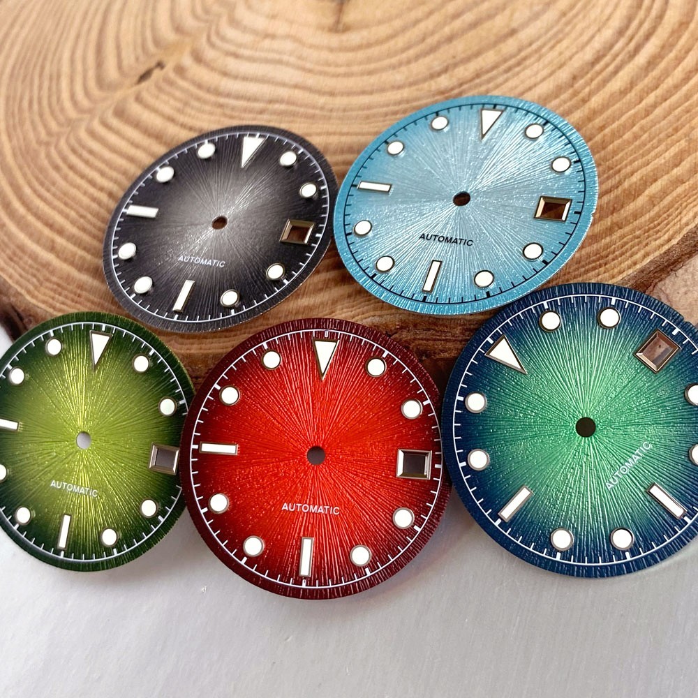 29mm Sterile Sunburst Watch Dial Hands Green Lume For ETA2824 PT5000 Miyota 8215