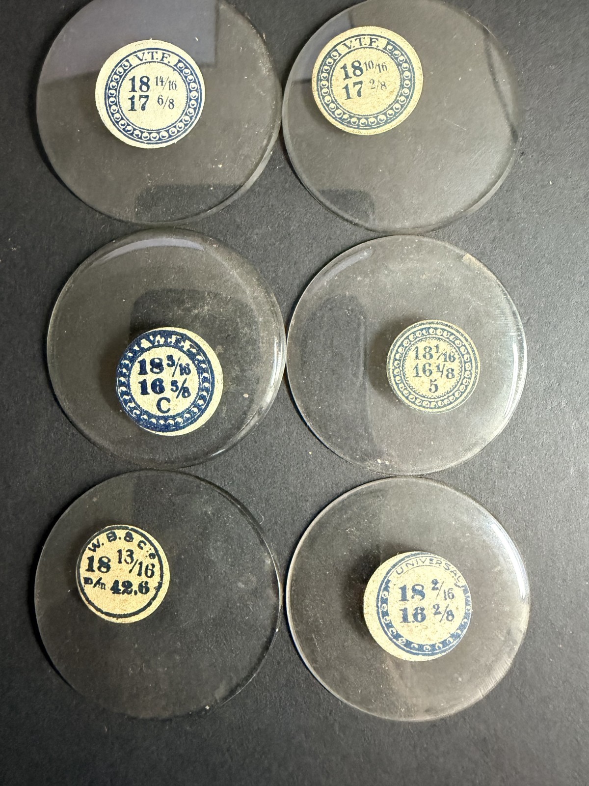 LOT OF 6 GLASS POCKET WATCH CRYSTALS SIZE 18 REPLACEMENT PARTS