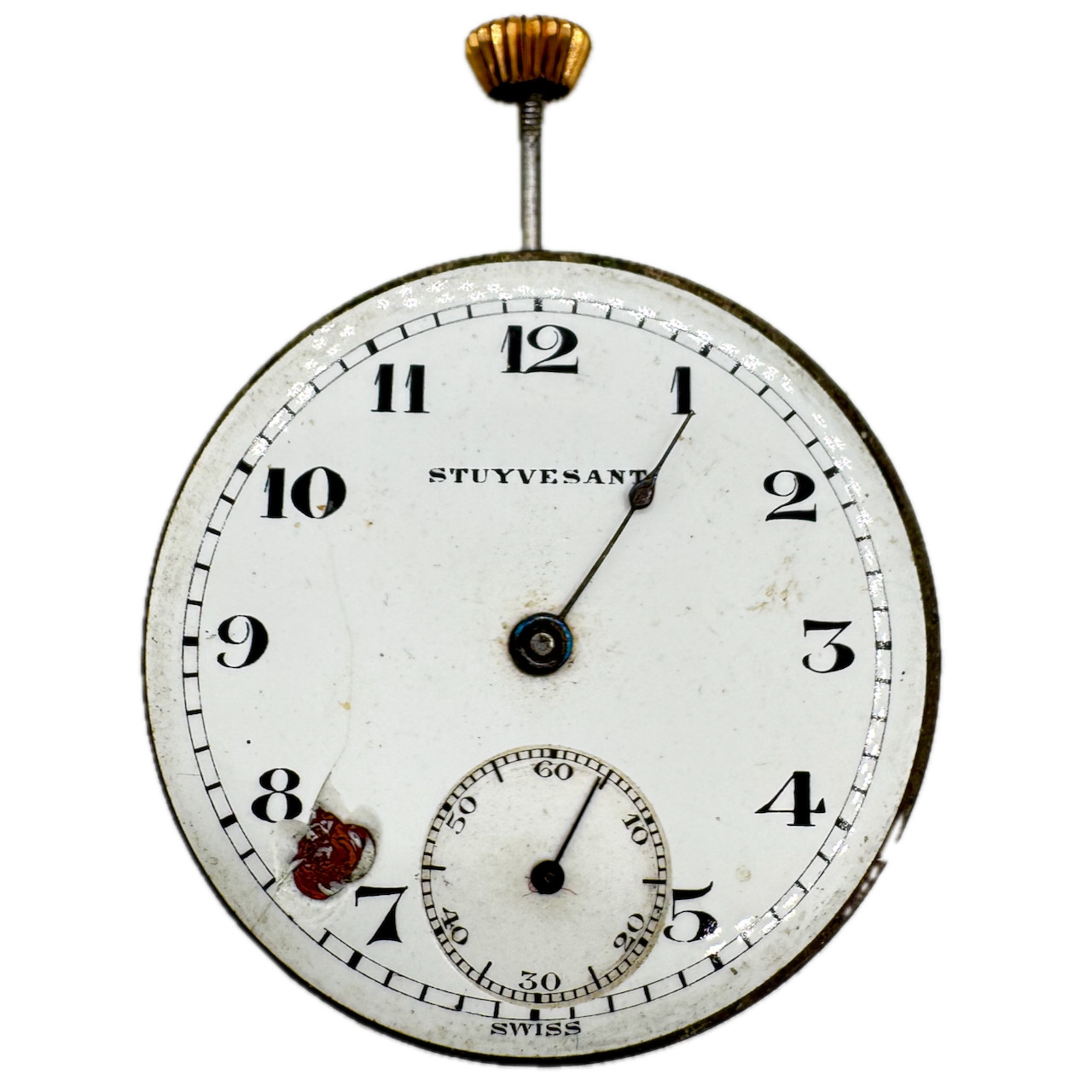 Antique 12s Knickerbocker 7 Jewel Mechanical Pocket Watch Movement Stuyvesant