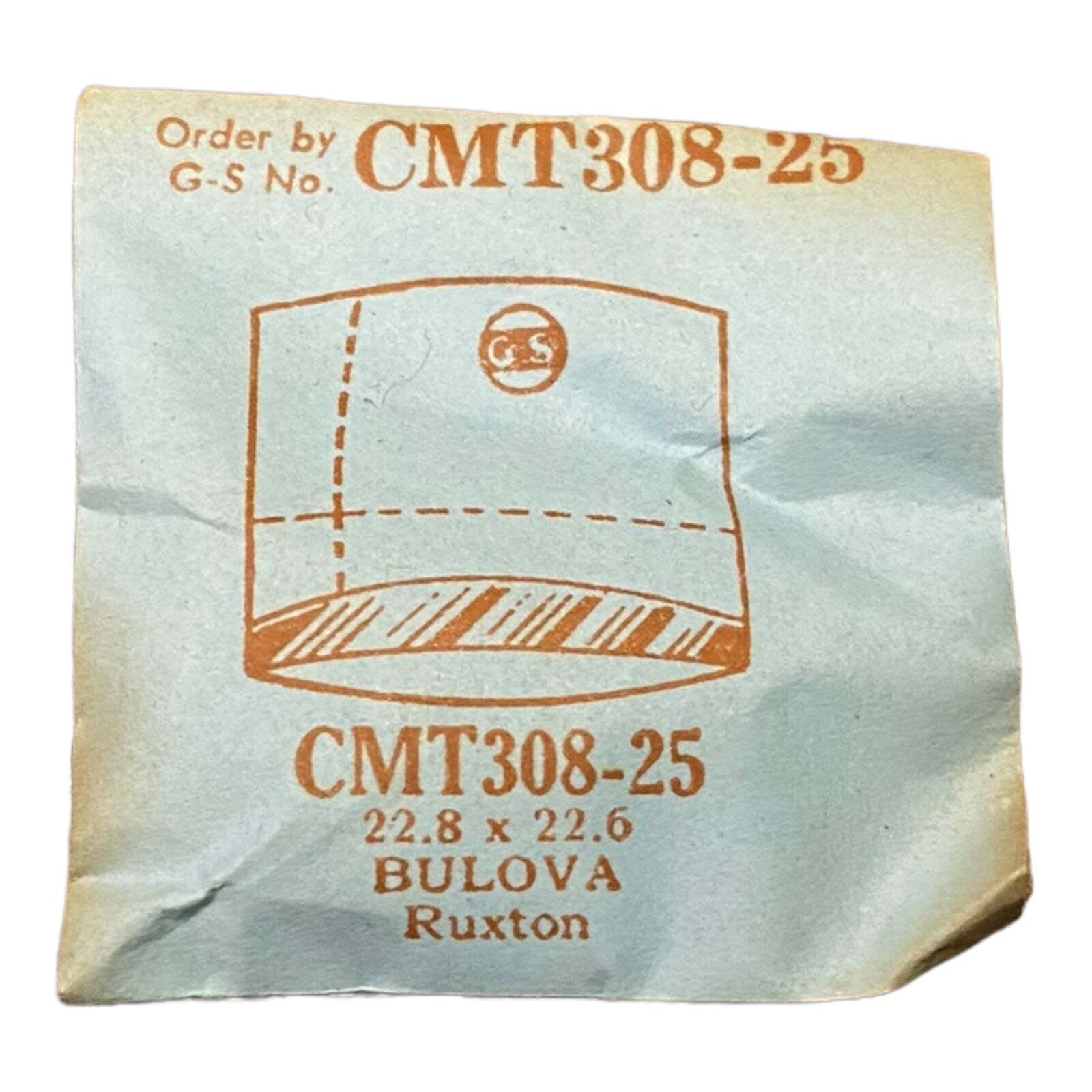 Germanow-Simon Mach (GS) CMT308-25 Watch Crystal 22.8×22.6 NOS Part Bulova
