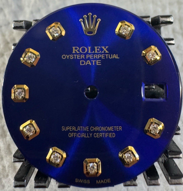 Rolex Date 34mm Watch Custom Royal Blue Diamond Dial For 15233 15203 115233