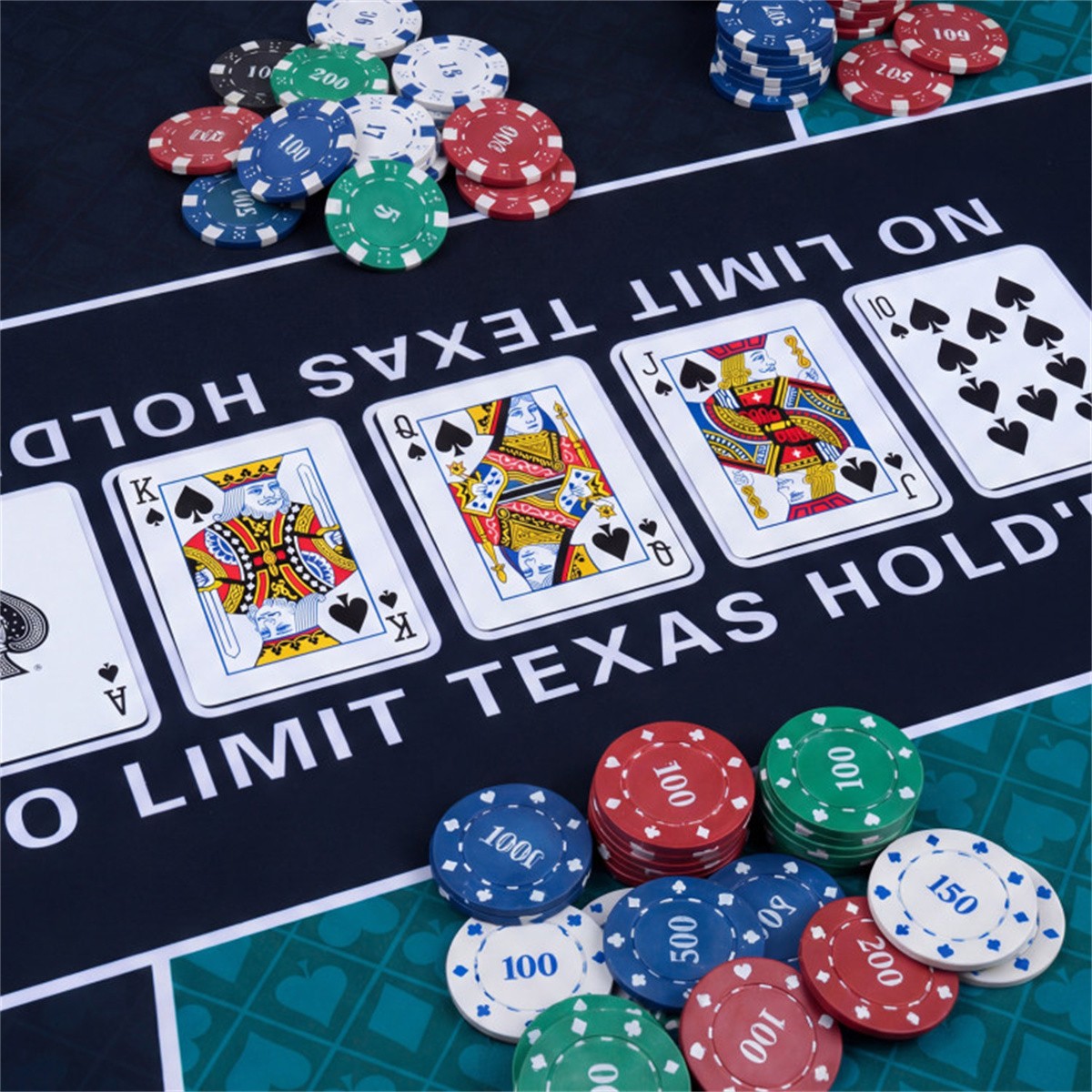 70″×35″ 10 Player Poker Table Mat Non-Slip Rubber Base w/ Carry Bag