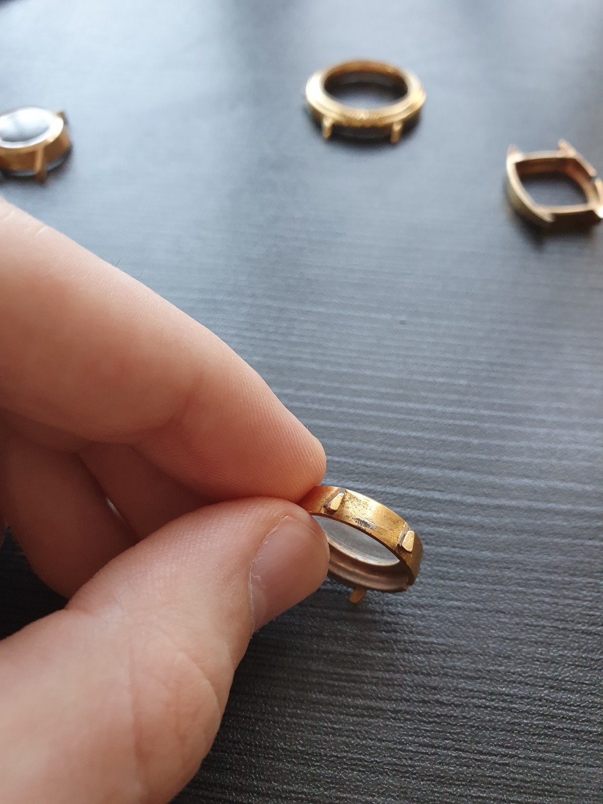 Set Of Old Gold Plated Swiss High Value Watch Bezels & Parts