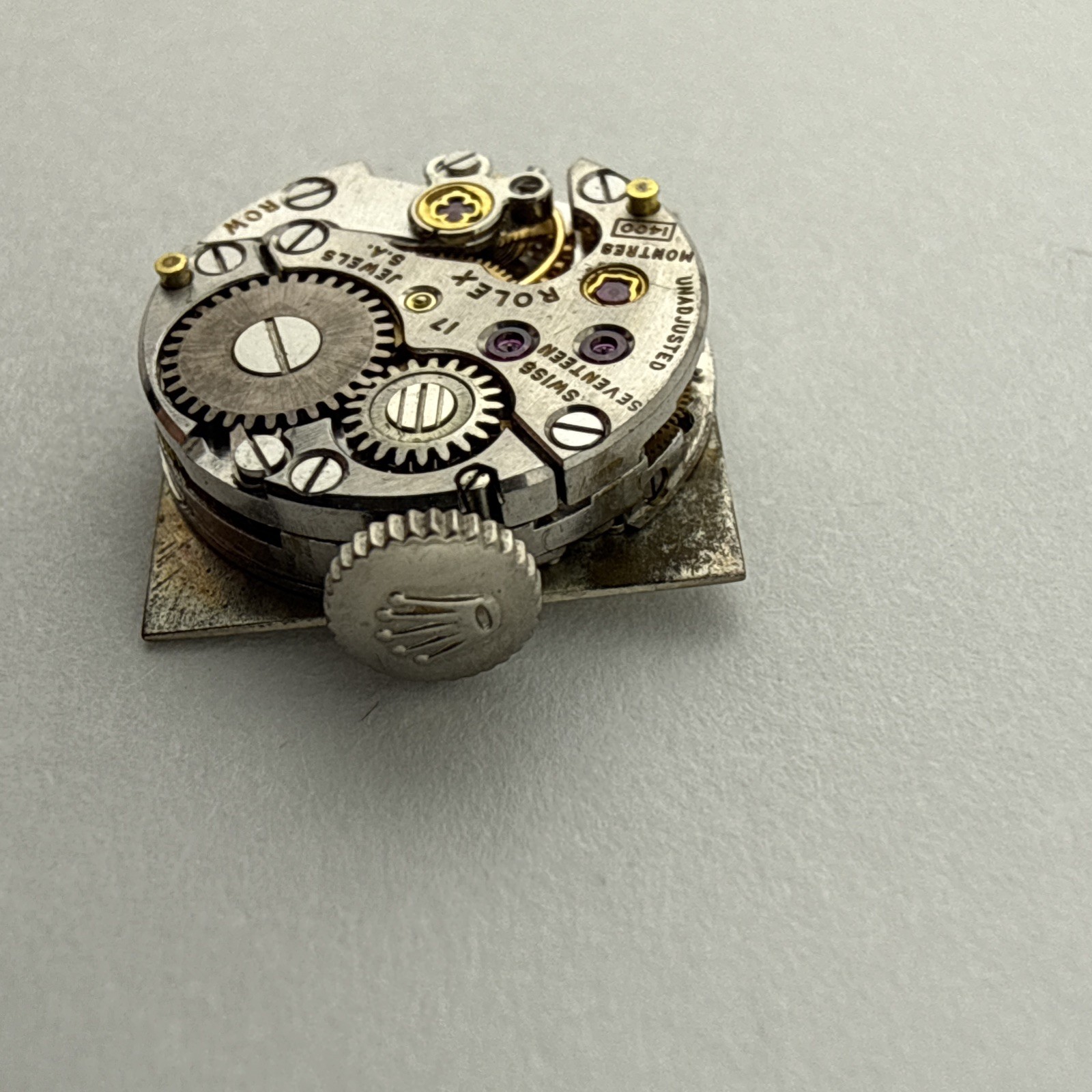 ROLEX cal. 1400, 15j LADIES WRIST WATCH MOVEMENT W/ Dial And Crown – For Repair