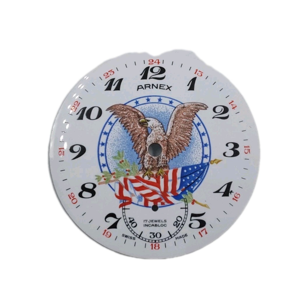 Arnex 43.1mm Swiss Eagle Enamel Pocket Watch Dial Only 1665