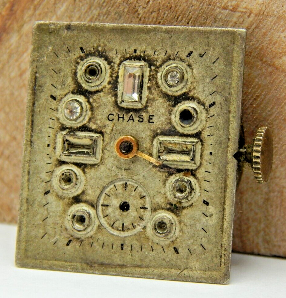 Vintage Chase 7 jewel Buser 15 men’s wrist watch movement with dial and crown