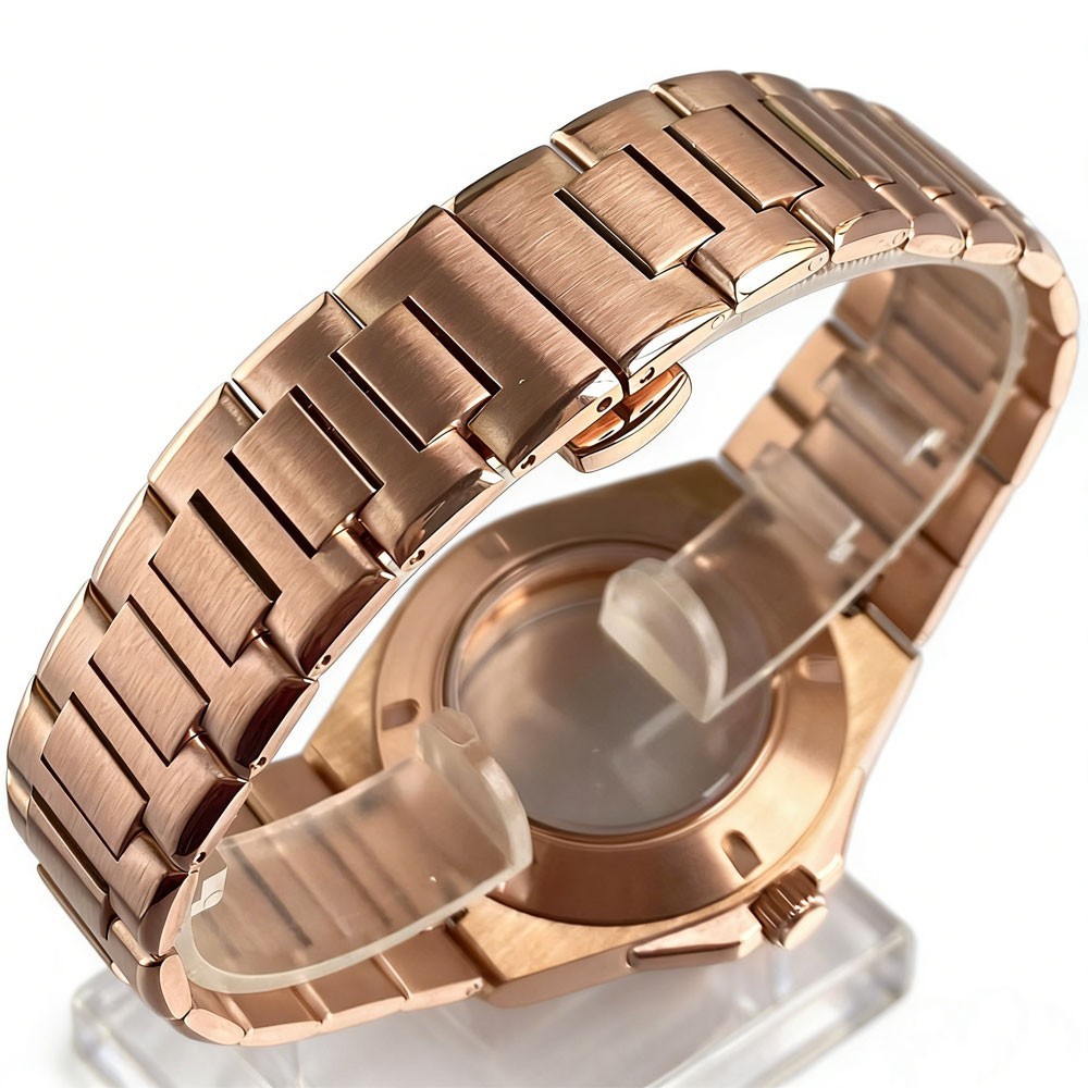 Rose golden 40mm Sapphire glass Watch Case Fit NH35 NH36 ETA 2824 PT5000 watch