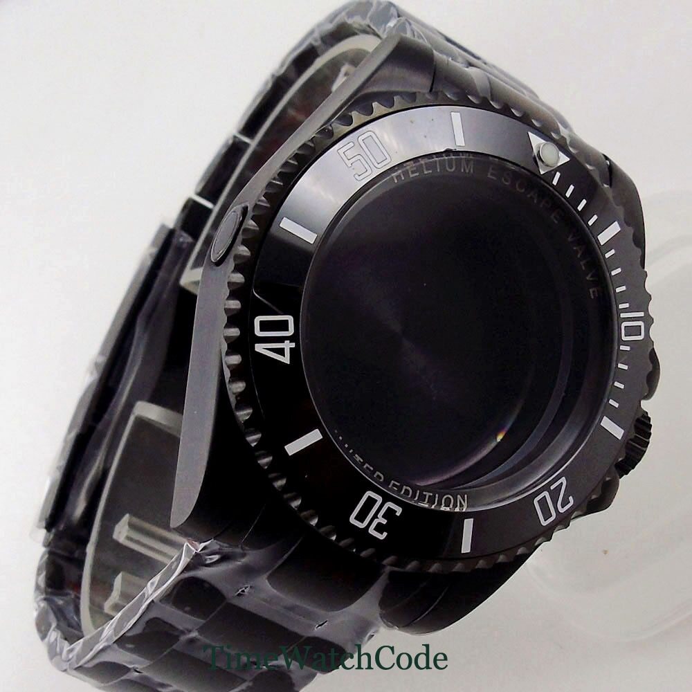 43mm PVD Black Watch Case Fit NH34 NH35 NH36 ETA2824 PT5000 Miyota8215 DG2813