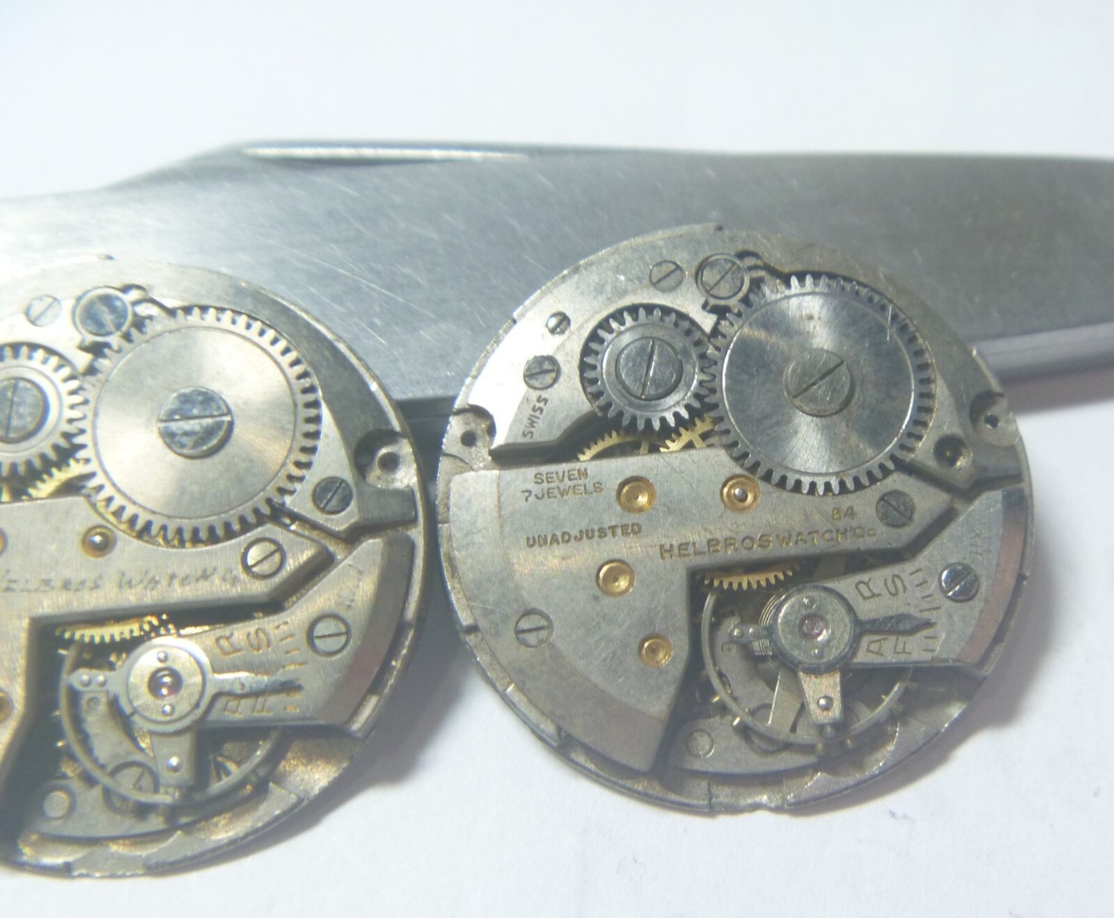 GROUP Lot- 2 1940s-60s Helbros 84 7J Gents Fontainemelon Caliber FHF 186 7 Jewel
