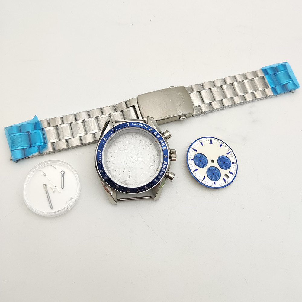 40mm Stainless steel Watch Case Set Multi-functional Timing for VK63 Movement