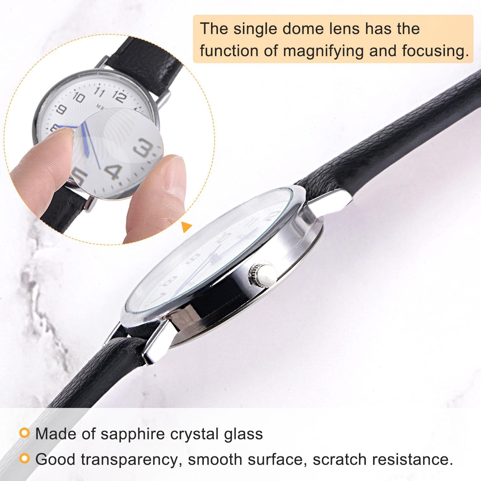 Glass Watch Single Lens Round 33mm Dia 1.3mm Edge Thickness, Transparent