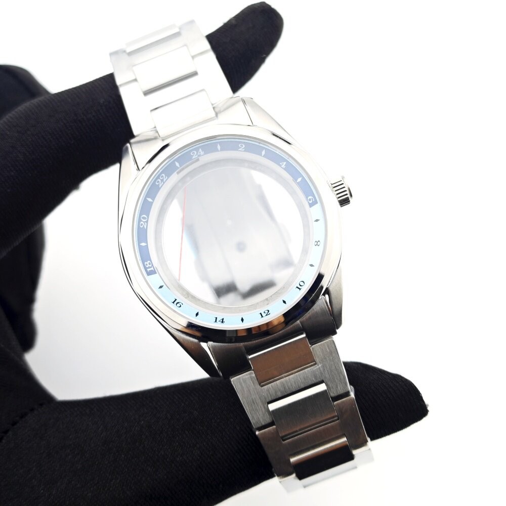 39mm GMT Style Case Two-Tone Bezel Steel Bracelet Fit Auto Mod