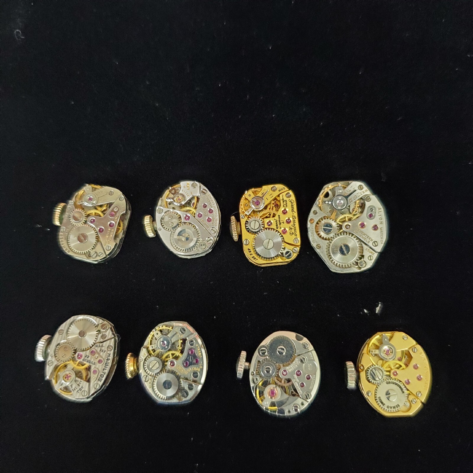 Vtg Ladies Watch Movement Lot Of 8 Bulova Hamilton Longines Waltham 17 Jewels