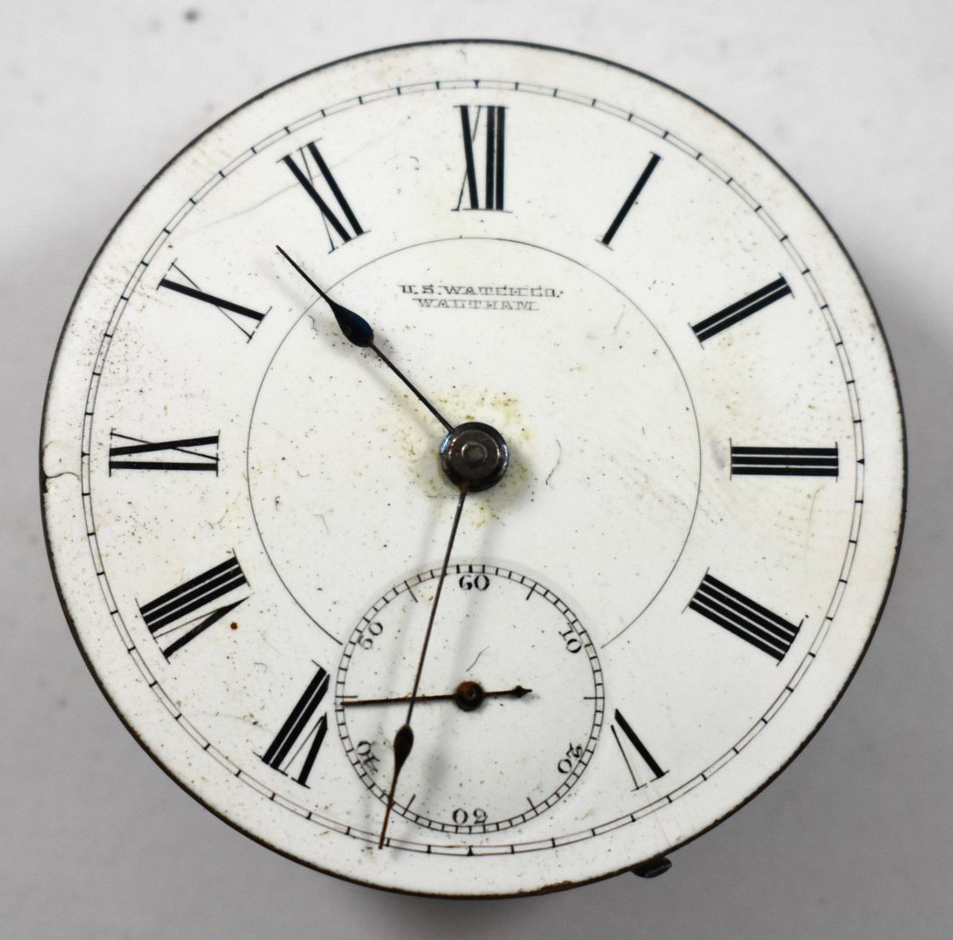 Vintage U.S Watch Co Waltham 18s Hunting Pocket Watch Movement lot.we
