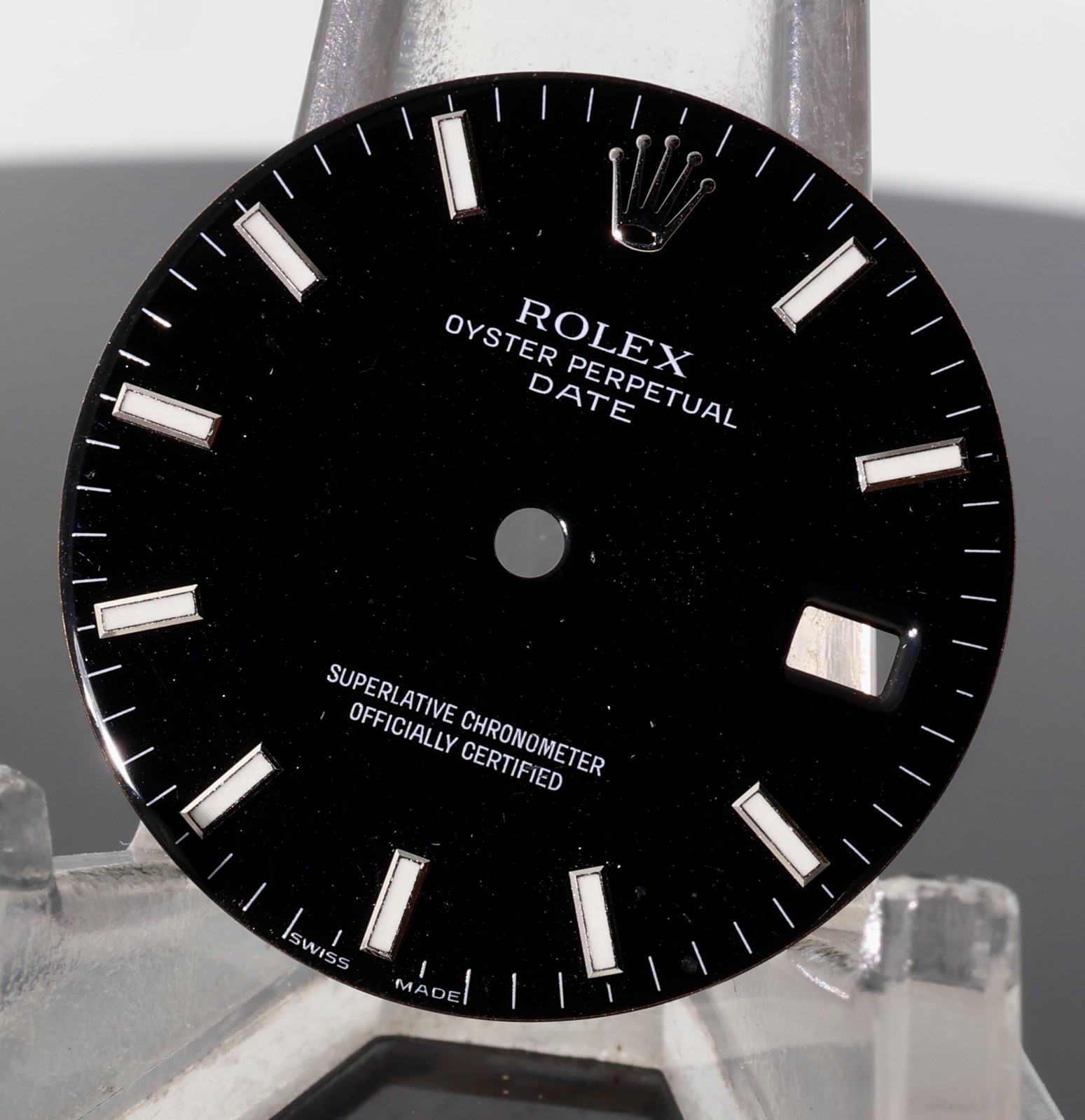 Auth. Rolex Oyster Date Black Stick Dial Ref 115200 #519