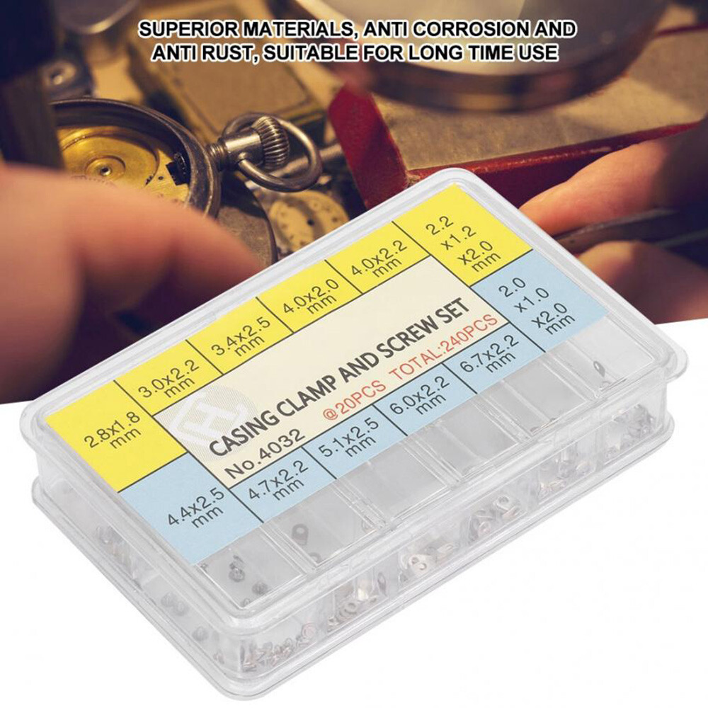 240Pcs Watch Casing Clamp Movement Adapter Securing Screw Washer Repair KitT-IT
