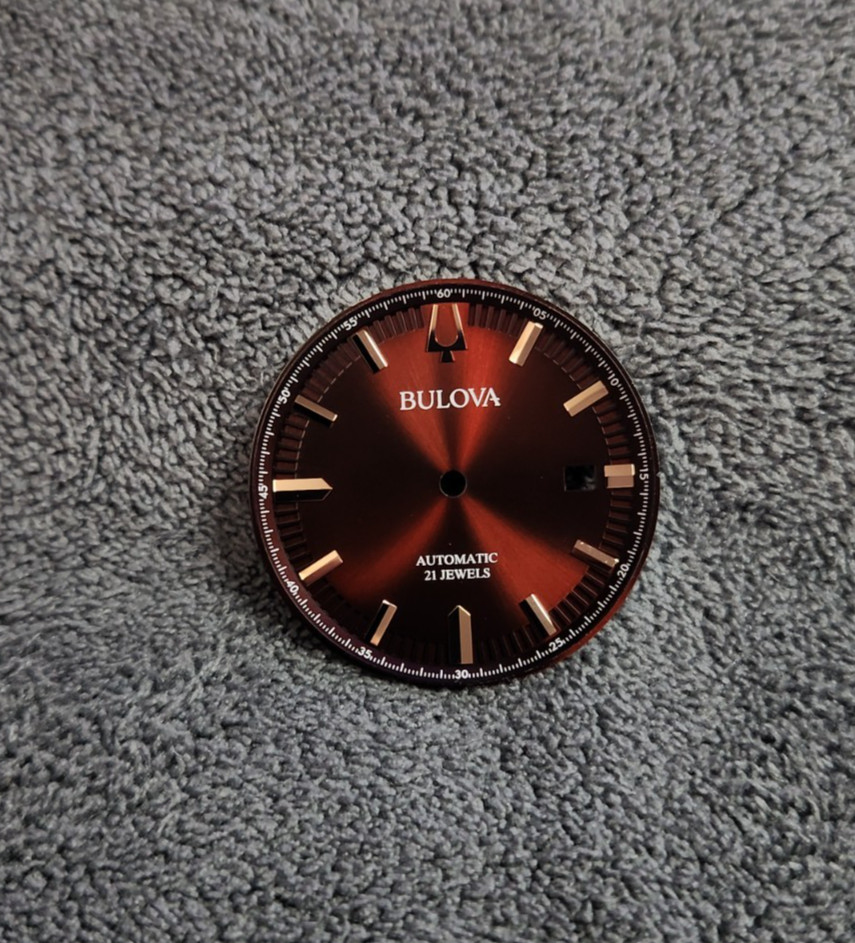 Bulova Surveyor Watch Dial – Burgundy – 33mm came off a 98B422 watch