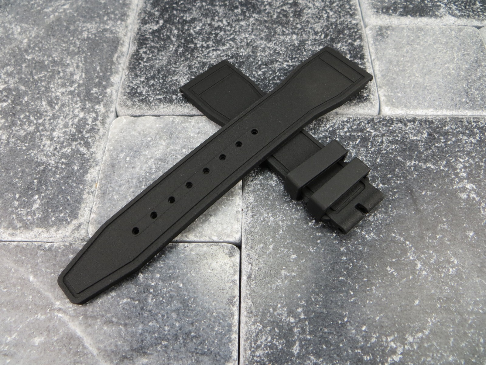 22mm Genuine Rubber Strap Black Diver Watch Band for IWC BIG PILOT Portugieser R