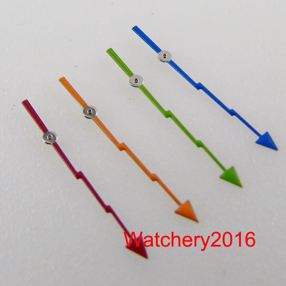 Red Blue Orange Hand silver edge white watch Hand fit NH35 NH36 7s26 ETA 2824