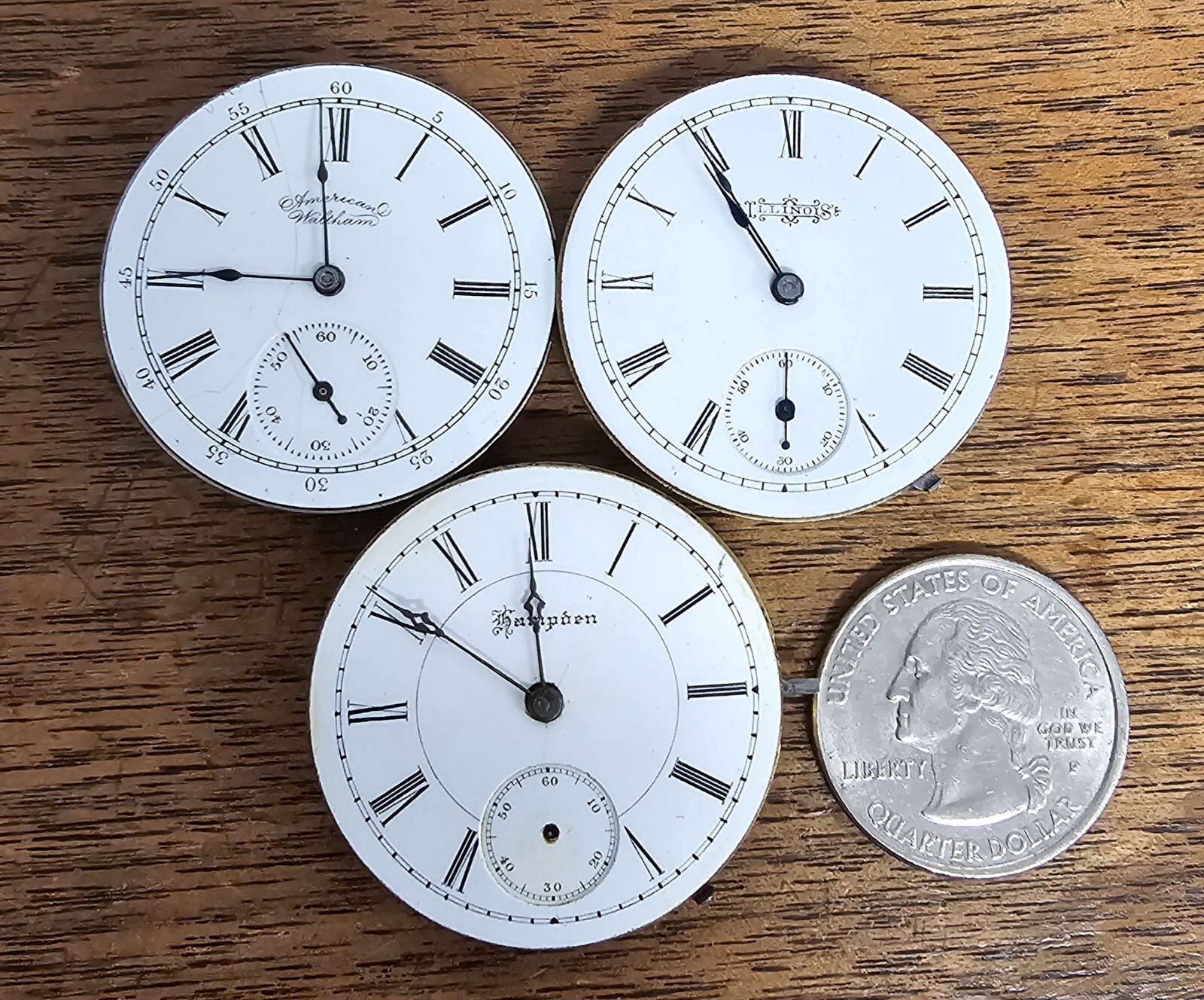 Lot Of 3 Pocket Watch 6s Movements Hampden Illinois American Waltham