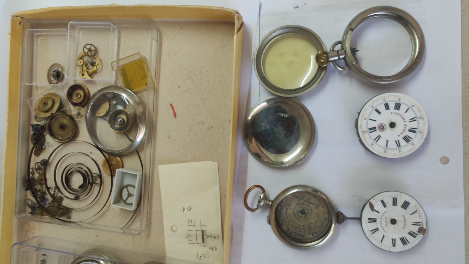 Antique Roskopf Patent Wille Frères Watch Parts Lot – Movements Dials Cases