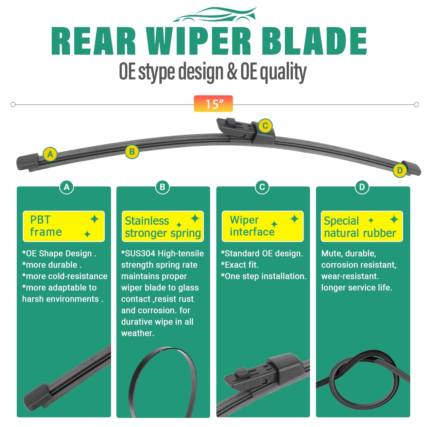 25″ 22″ 15″ Windshield Wiper Blades Replacement for VW Volkswagen Tiguan 2018 20
