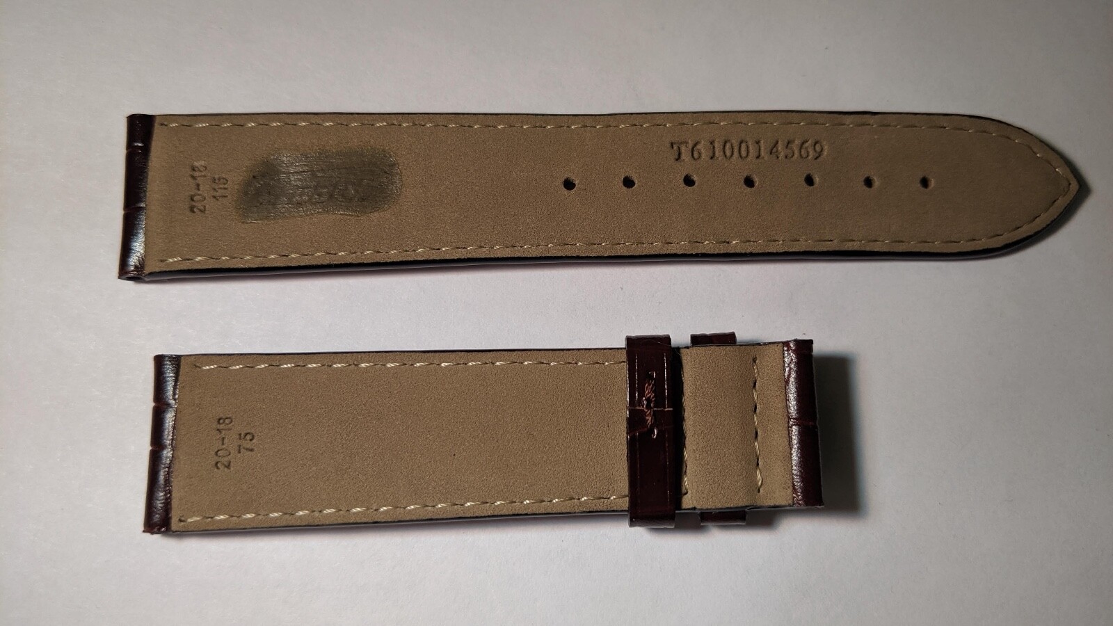 Tissot BAND BROWN allig 20mm DEPLOYMENT, slightly padded, 20/18mm, NEW, Regular