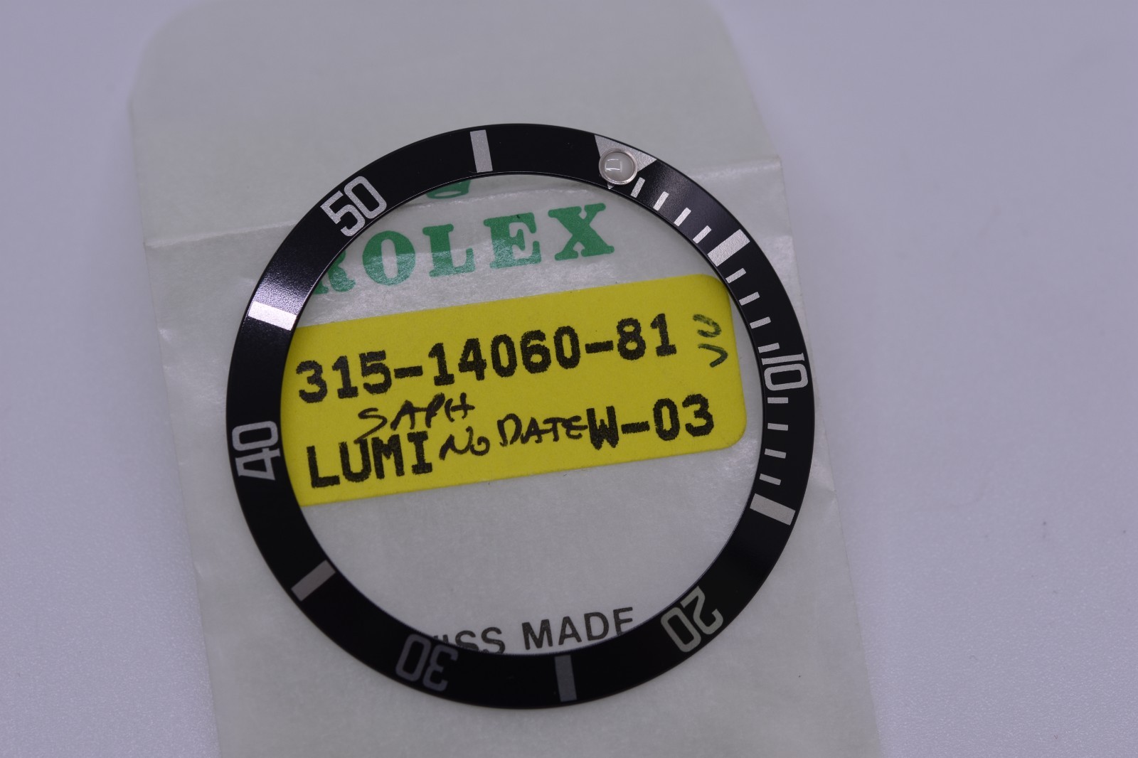 Vintage Rolex Submariner No Date 14060 Bezel Insert Black Luminova NOS Genuine