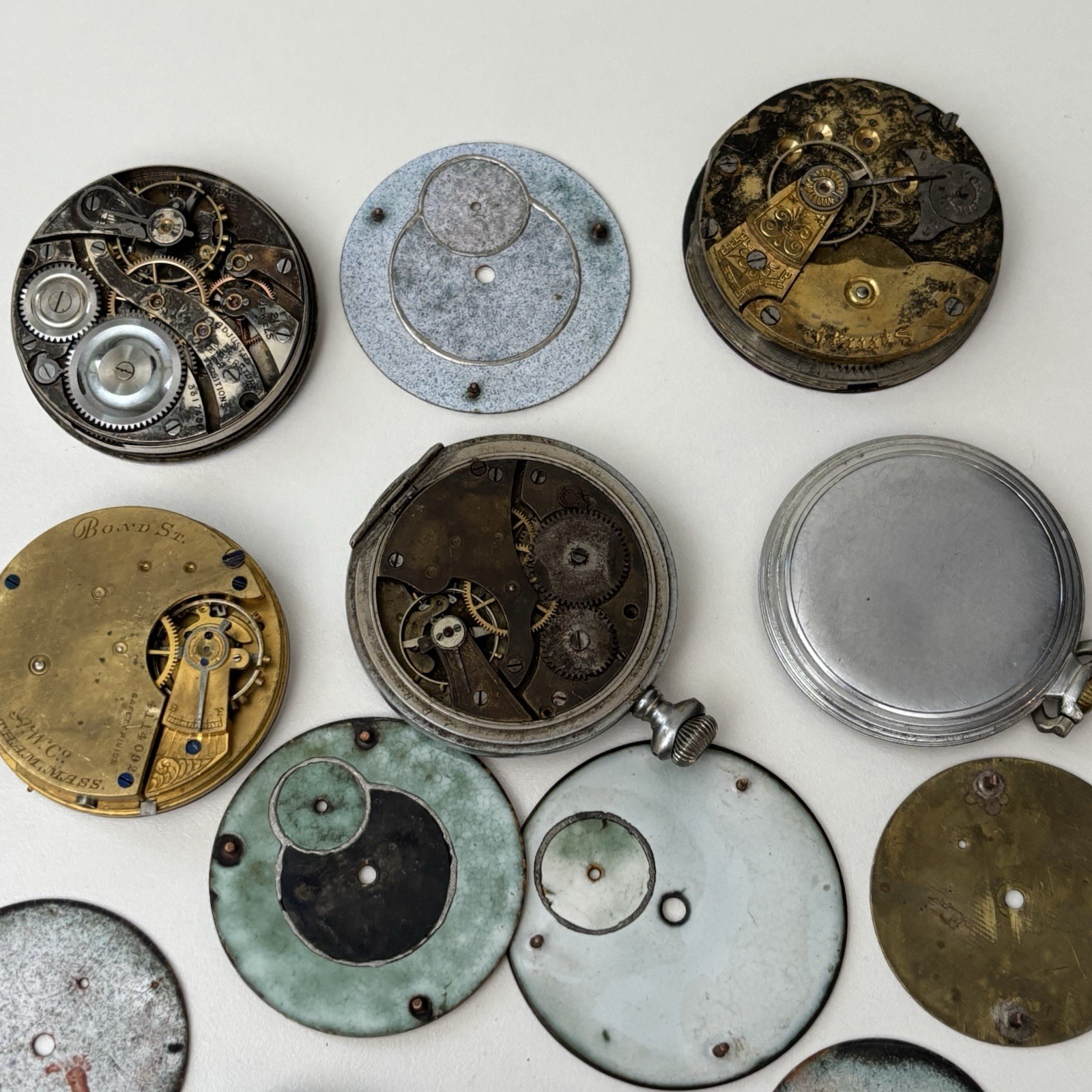Vintage Hartford Pocket Watch Estate Repair Parts Bulk Lot Movement Dial Hampden