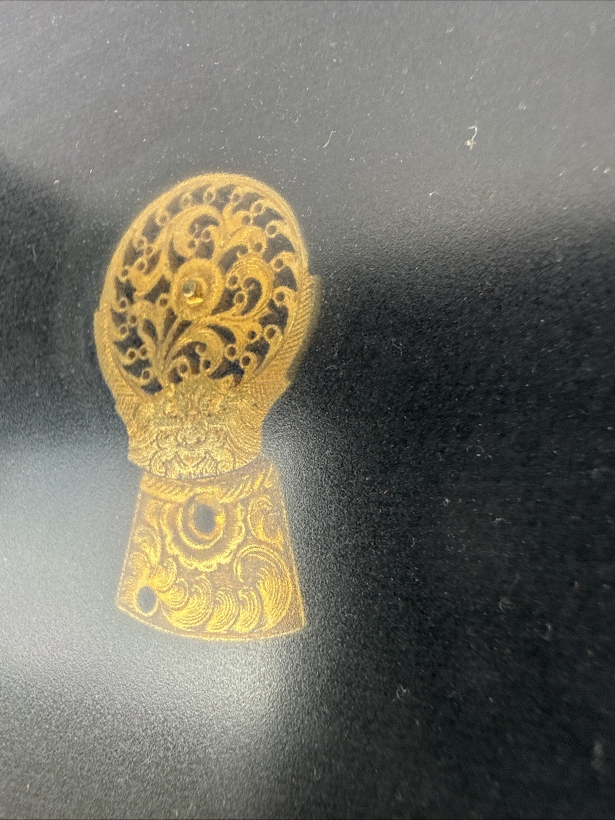 Antique English Engraved Brass Watchcock, Balance Wheel Cover, Circa 1770