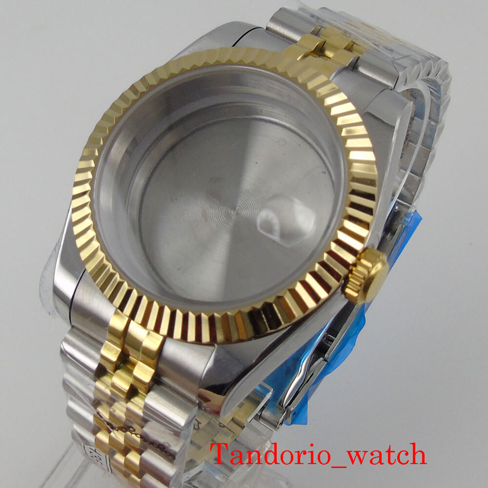39mm 316L Watch Case Jubilee Bracelet Sapphire Glass For NH35 N3H6 Two Tone Part