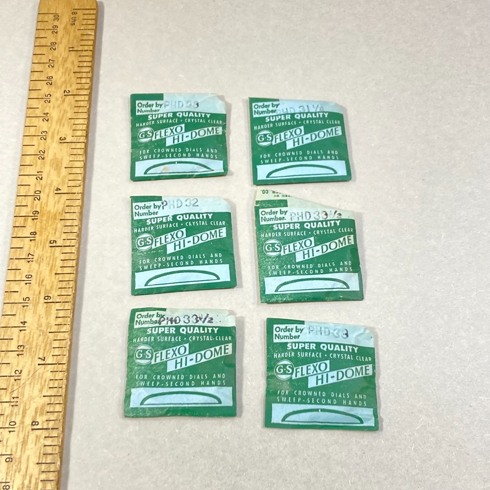 Vintage G.S. Flexo Hi-Dome Plastic Crystal 6 Pc Watch Repair USA