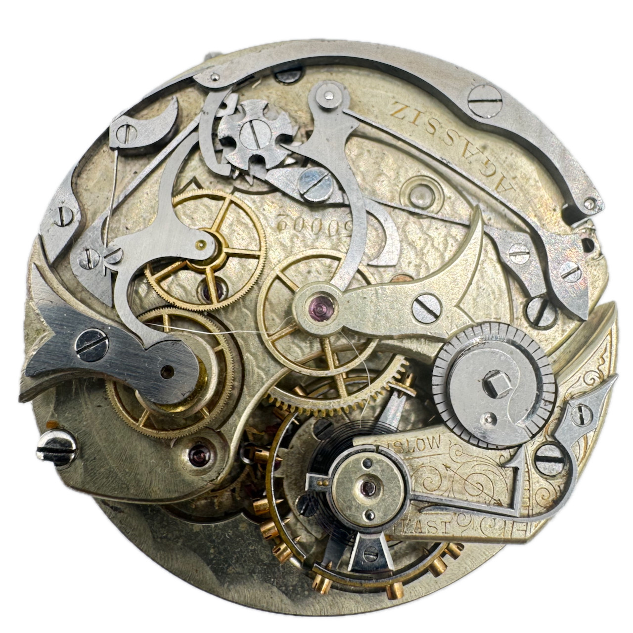 Antique 43mm Agassiz Chronograph Hunter Pocket Watch Movement Swiss Made