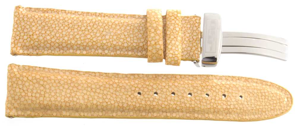 Genuine JoJo, JoJino Mens 22mm Beige Stingray Leather Watch Strap W/ Buckle