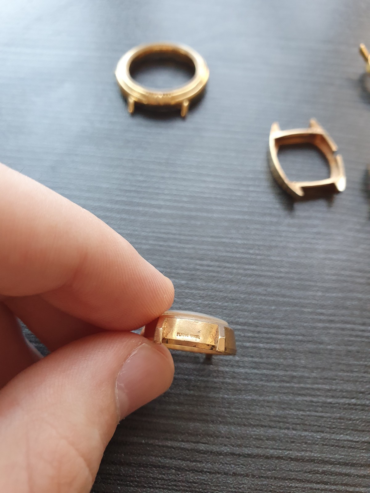 Set Of Old Gold Plated Swiss High Value Watch Bezels & Parts