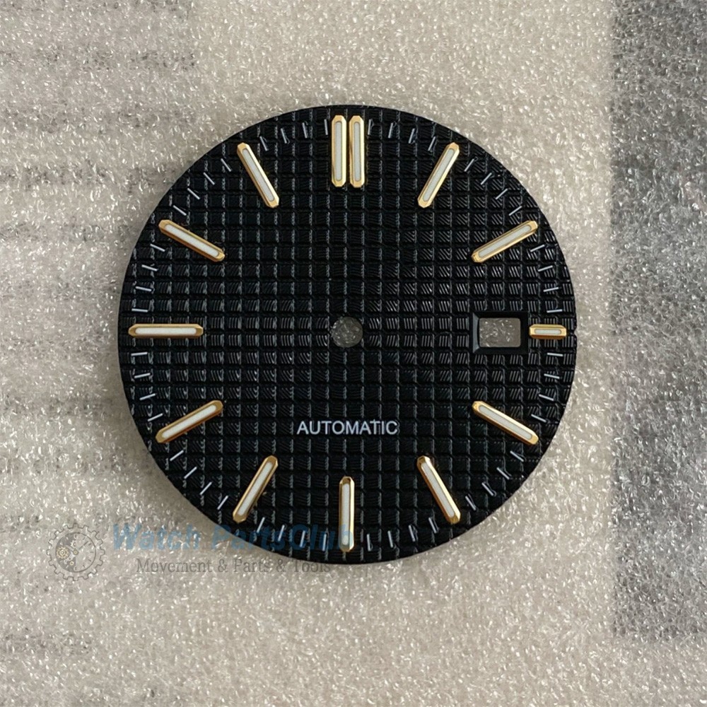 31.8mm Grid Green Luminous Calendar Watch Dial Fit NH35 NH36 Movement