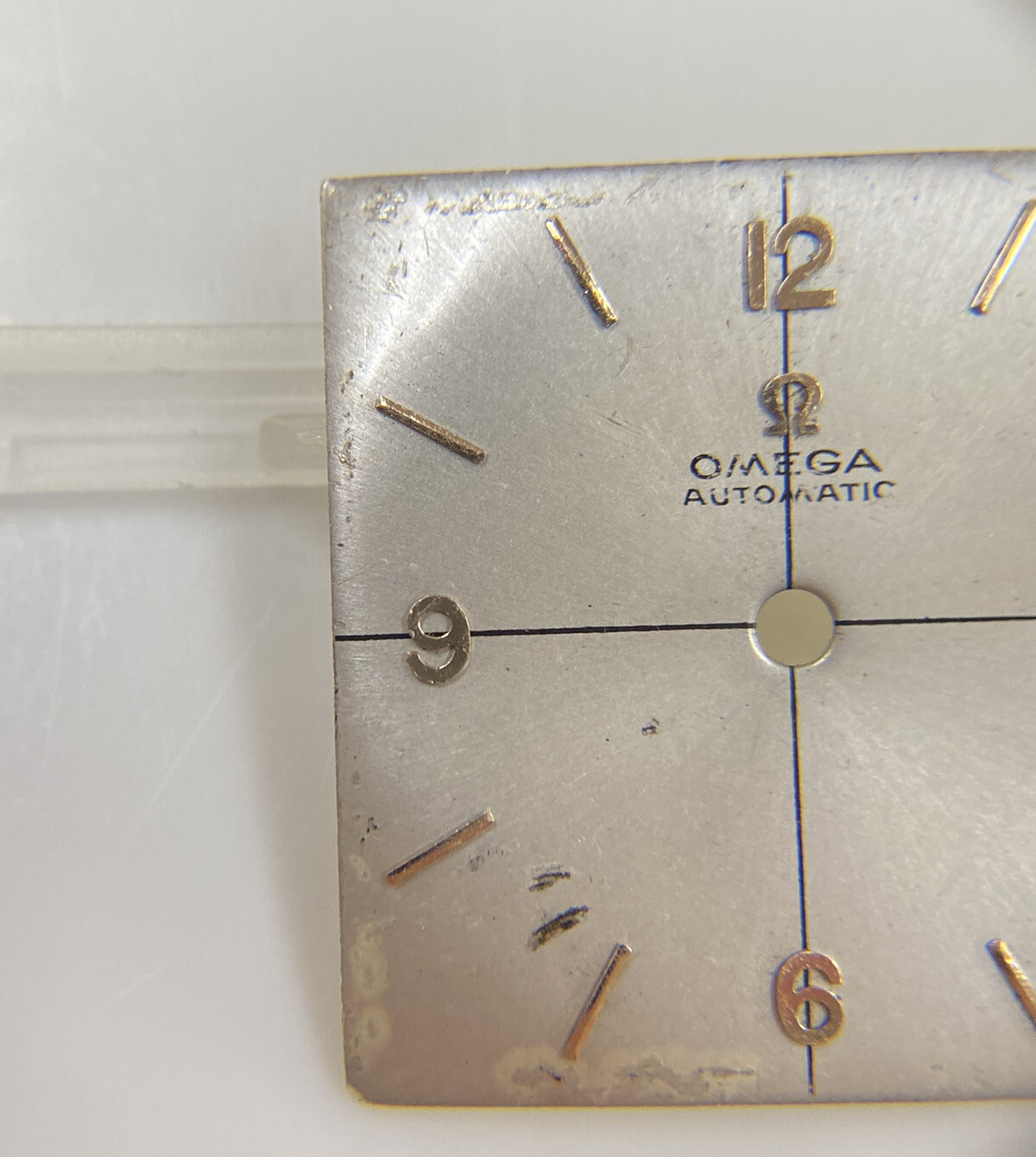 Original Vintage Omega Cal. 470 Silver/Gold Stick 25mm Square Watch Dial