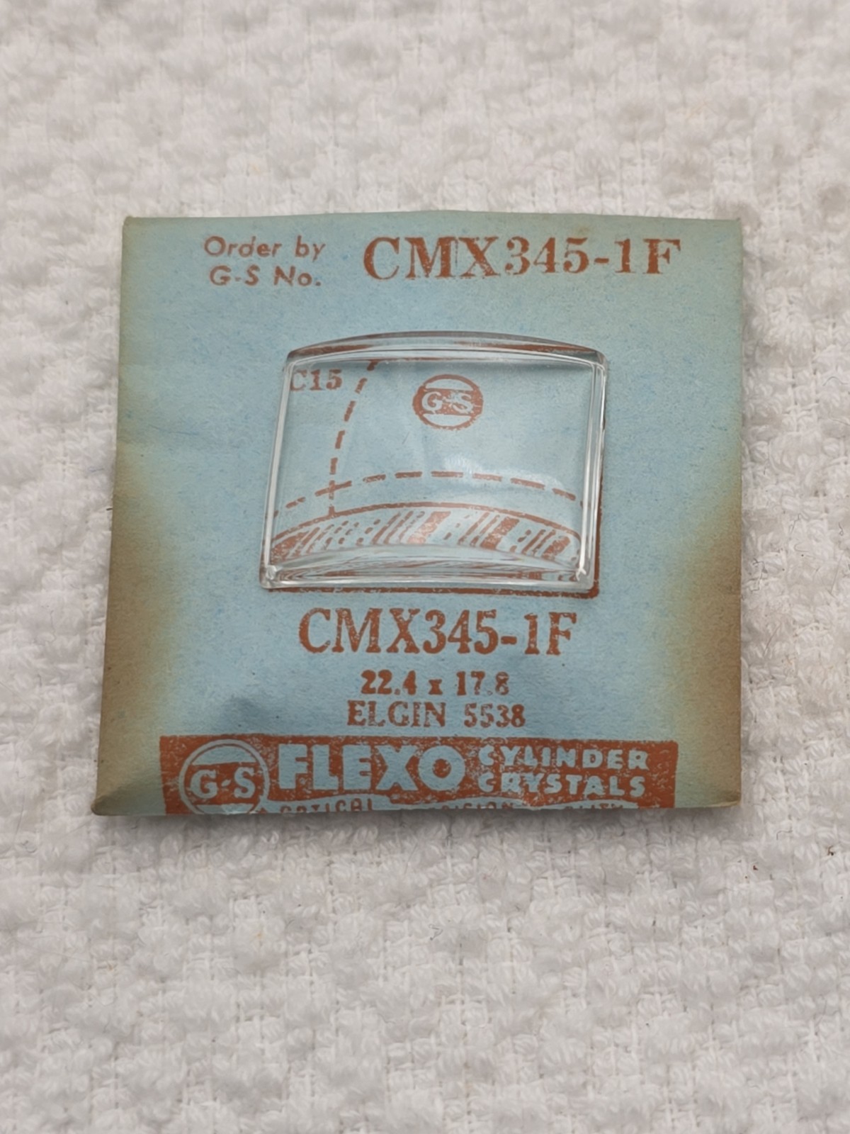 G-S Watch Crystal CMX345-1F Replacement For Elgin 5538 22.4X17.8