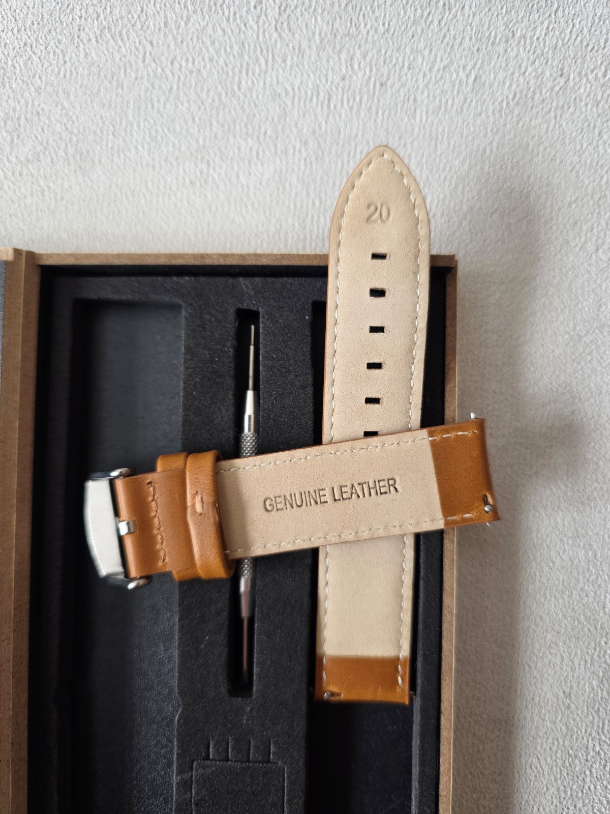 Leather Watch Strap [20mm lug] Genuine Replacement Band St Steel Clasp Brown, UK